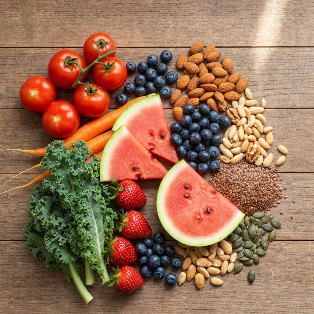 Gesunde Ernährung mit frischem Obst und Gemüse